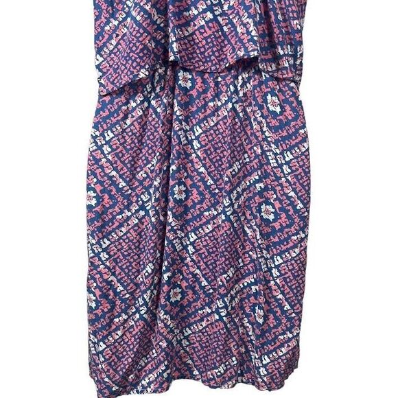 West Loop Colorful Print Two-Tier Summer Mini Sundress Blue/Pink/White S… - Picture 8 of 12